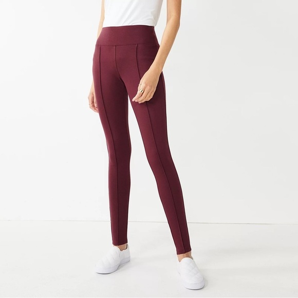 NWT Seven7 4-Way Stretch Tummy-Control Pull-On Seamed Ponte Pin-Tuck Leggings - Picture 1 of 4